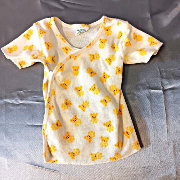 RARE VTG 70s 80s Carters Baby Infant Wrap Shirt White Yellow Bear 6 Months USA - Picture 1 of 7